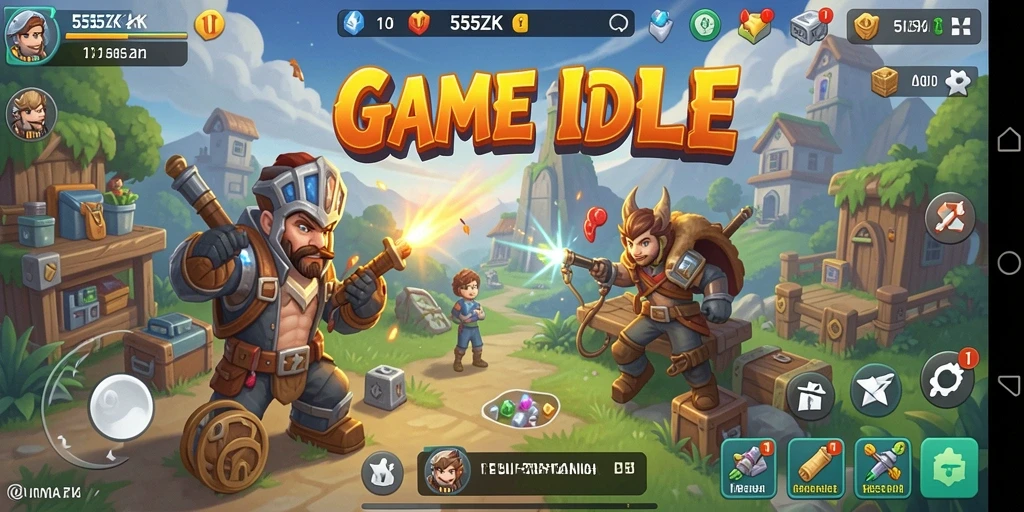 Screenshot gameplay 555ZK yang menampilkan suasana permainan Idle.