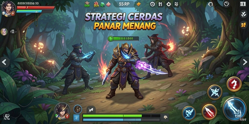 Tampilan gameplay menegangkan dari 55RP, menampilkan strategi pertempuran yang seru.