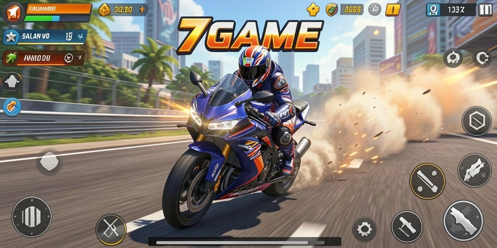 Gameplay seru dan mendebarkan dari 7GAME saat balapan.