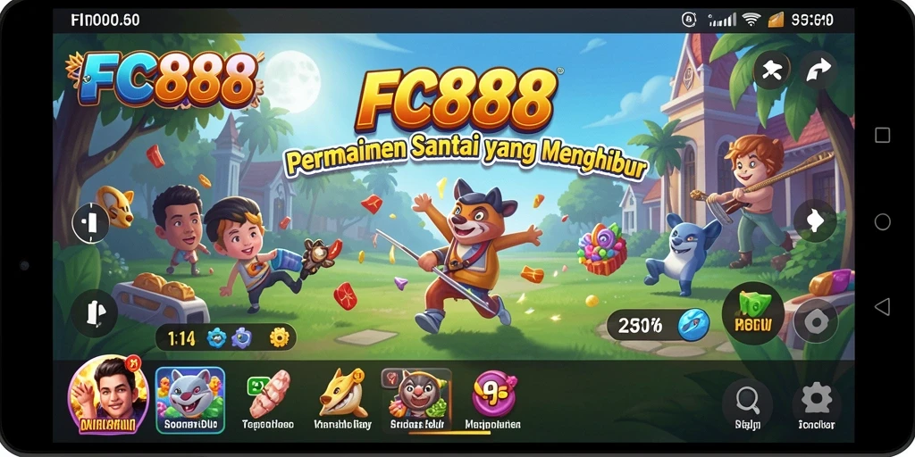 Tampilan gameplay FC888 yang ceria dan menarik.