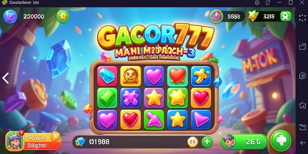 Tampilan gameplay Match-3 yang memikat dan penuh warna.