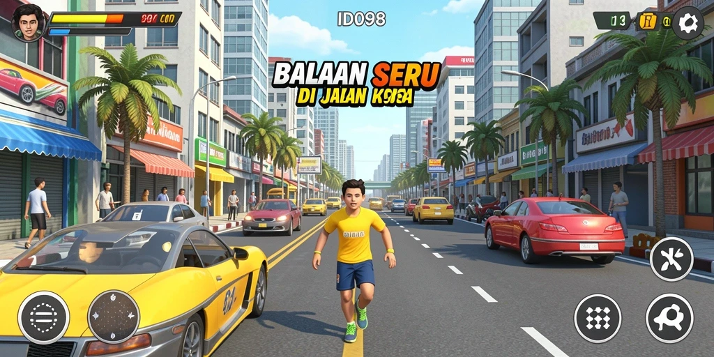 Screenshot gameplay balapan yang mendebarkan di ID098.