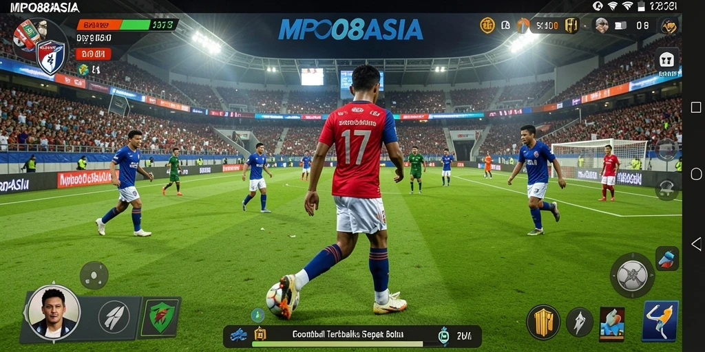 Tampilan gameplay seru dalam MPO88ASIA yang menampilkan aksi sepak bola.