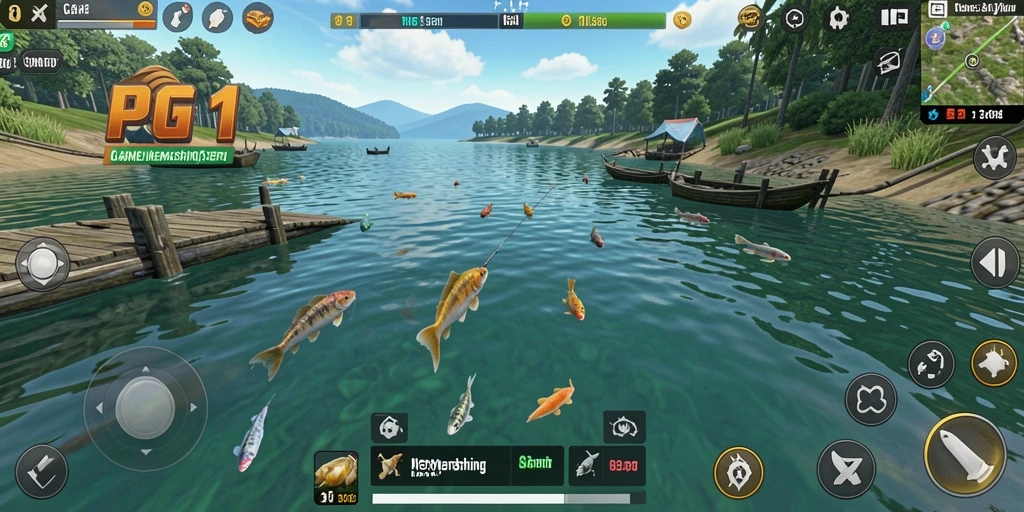 Tampilan gameplay PG11 yang menampilkan pengalaman memancing yang seru dan mendebarkan.