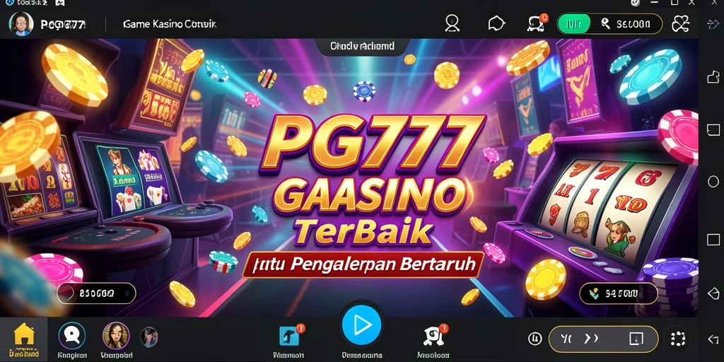 Tampilan utama PG777 dengan animasi permainan Kasino yang menarik.