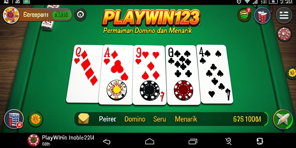 Tampilan gameplay seru dari PLAYWIN123 yang menggambarkan permainan Domino.