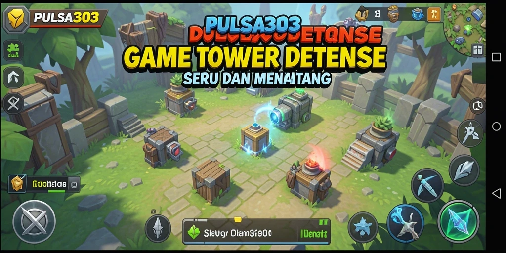 Tampilan gameplay seru di PULSA303 dengan strategi menara yang cerdas.