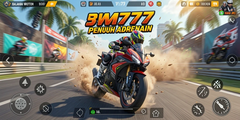Gameplay seru balapan motor di trek yang menantang.