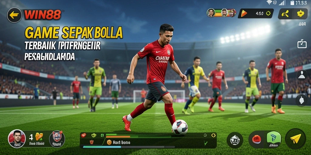 Tampilan gameplay <strong>WIN88</strong> dengan aksi sepak bola yang mendebarkan.